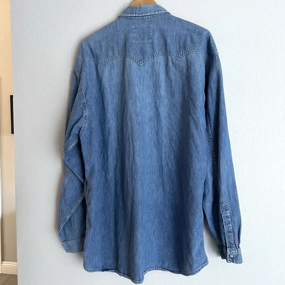 Vintage 90s Levi's Men's Denim Western Snap Shirt Cowboy Americana XL